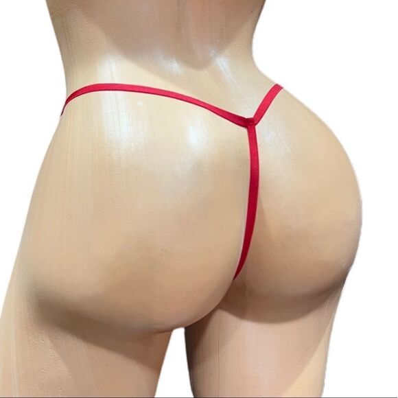 Victorias Secret Dream Angels Soft Satin Ruffle Trim V String  thong Panty Red - Picture 8 of 9